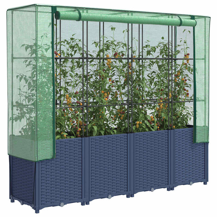 Raised Bed With Greenhouse Cover Rattan Look 160X40X153 Cm Abopnto