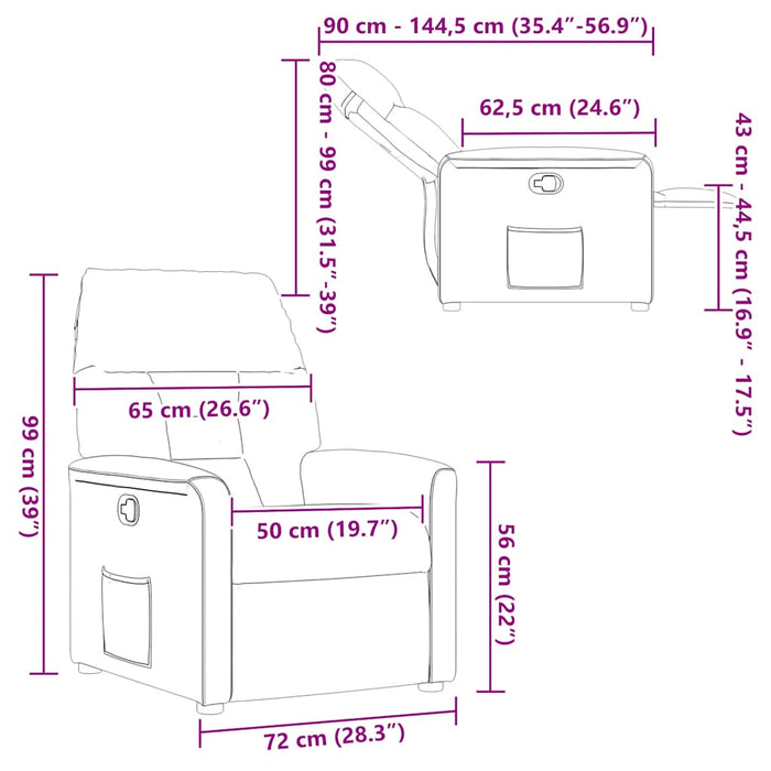 Recliner Chair Dark Grey Fabric Aboppat
