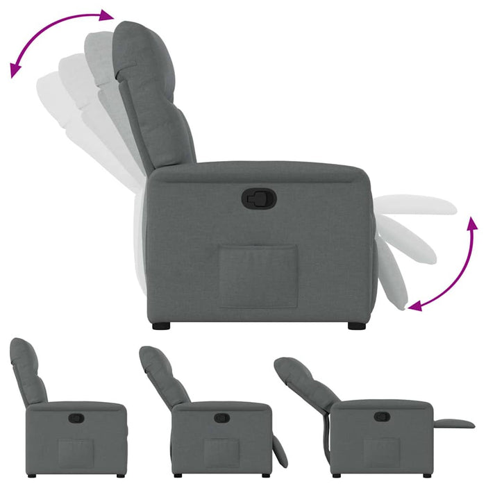 Recliner Chair Dark Grey Fabric Aboppat