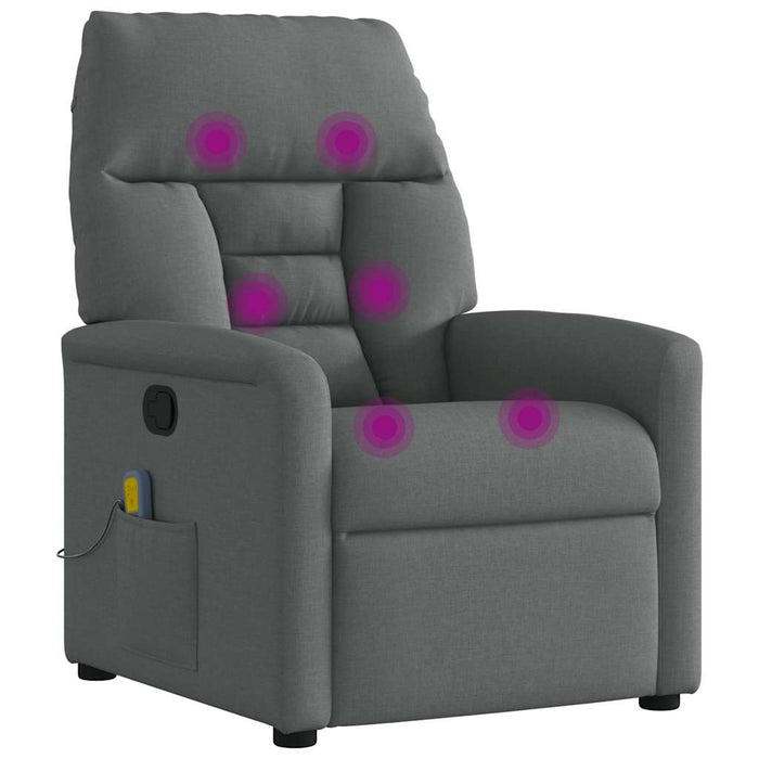 Massage Recliner Chair Dark Grey Fabric Abopppt