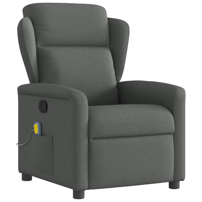 Massage Recliner Chair Dark Grey Fabric Aboppni