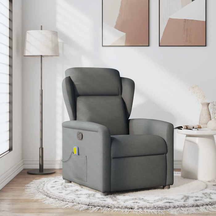 Massage Recliner Chair Dark Grey Fabric Aboppni