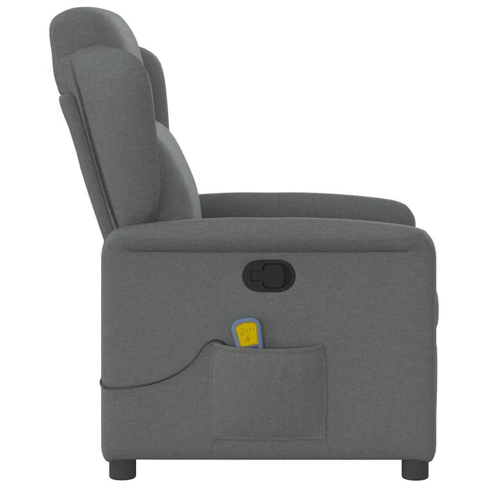 Massage Recliner Chair Dark Grey Fabric Aboppni