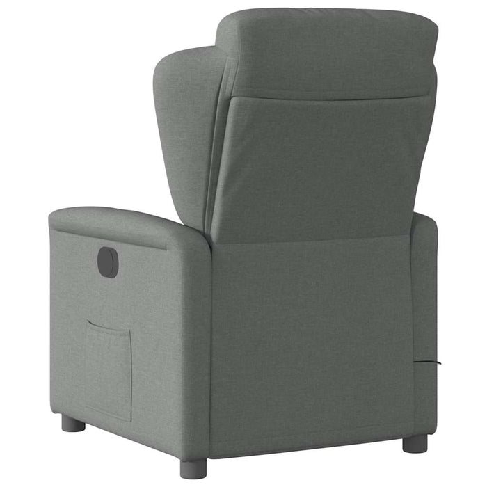 Massage Recliner Chair Dark Grey Fabric Aboppni