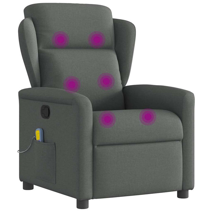 Massage Recliner Chair Dark Grey Fabric Aboppni