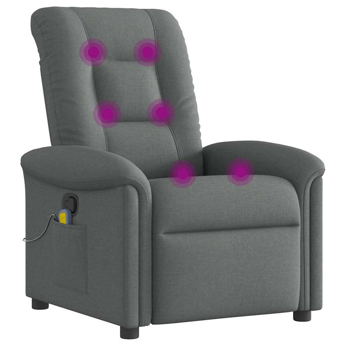Massage Recliner Chair Dark Grey Fabric Aboplxi