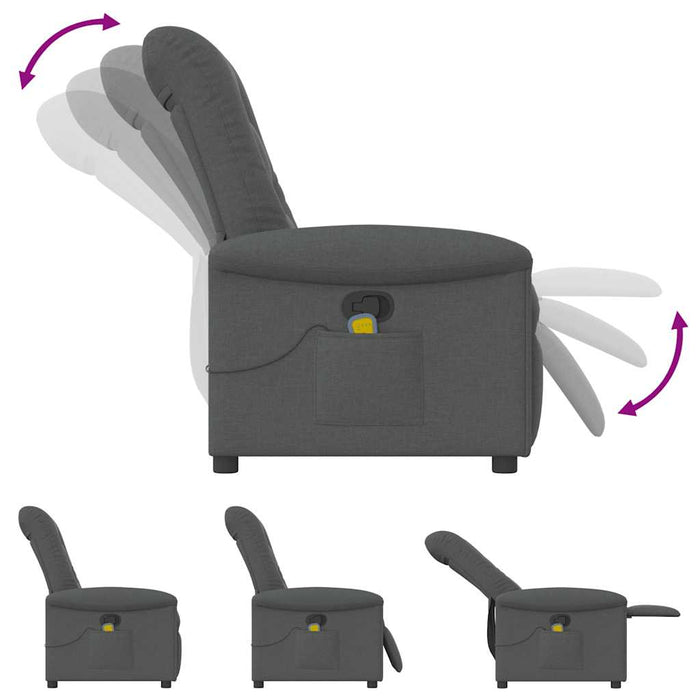 Massage Recliner Chair Dark Grey Fabric Aboplxi
