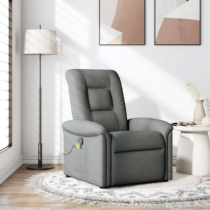 Massage Recliner Chair Dark Grey Fabric Aboplxi
