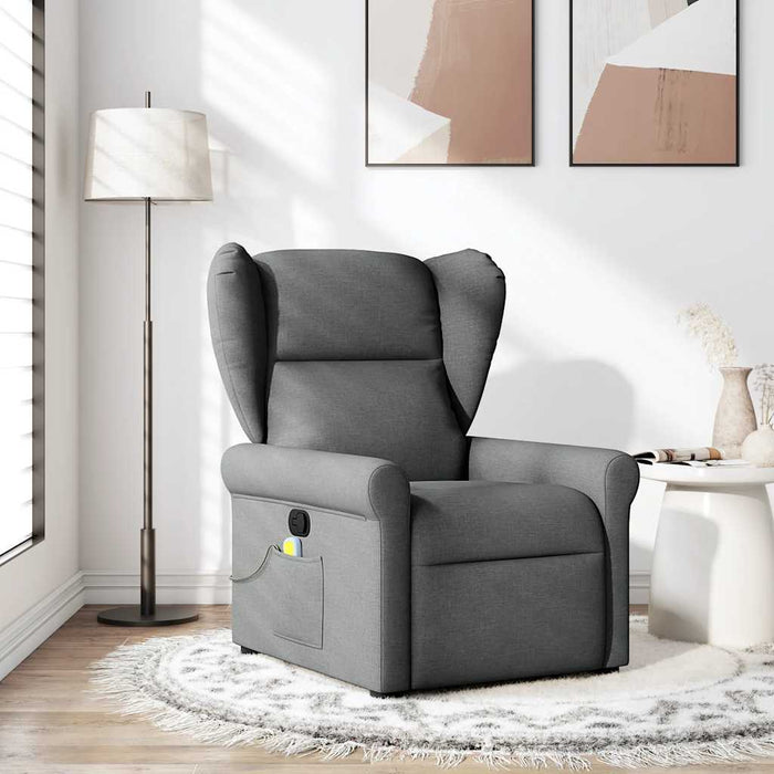 Massage Recliner Chair Dark Grey Fabric Aboplli