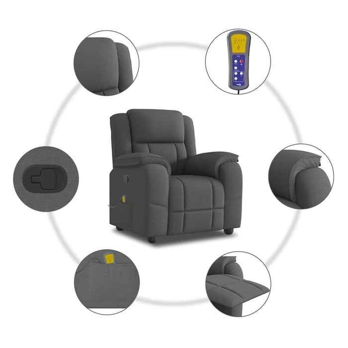 Massage Recliner Chair Dark Grey Fabric Abopioo