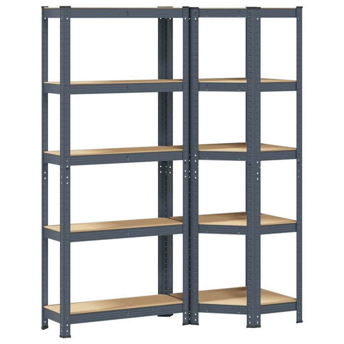 2 Piece 5-Layer Shelves Set Anthracite Steel&Engineered Wood Ttbilxo