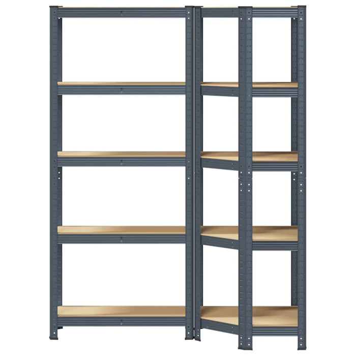 2 Piece 5-Layer Shelves Set Anthracite Steel&Engineered Wood Ttbilxo