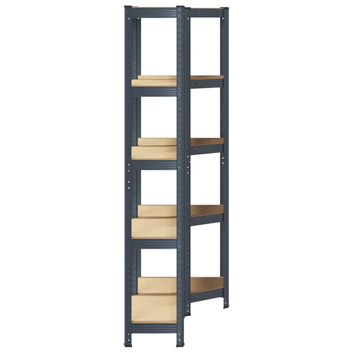 2 Piece 5-Layer Shelves Set Anthracite Steel&Engineered Wood Ttbilxo