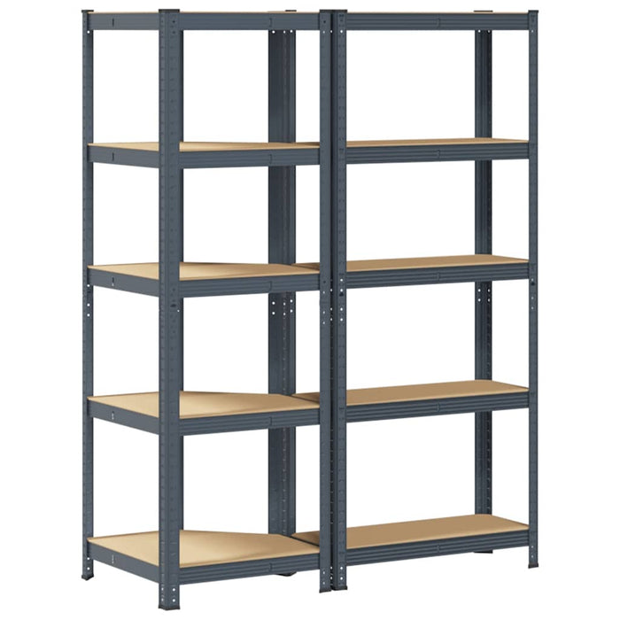 2 Piece 5-Layer Shelves Set Anthracite Steel&Engineered Wood Ttbilxo