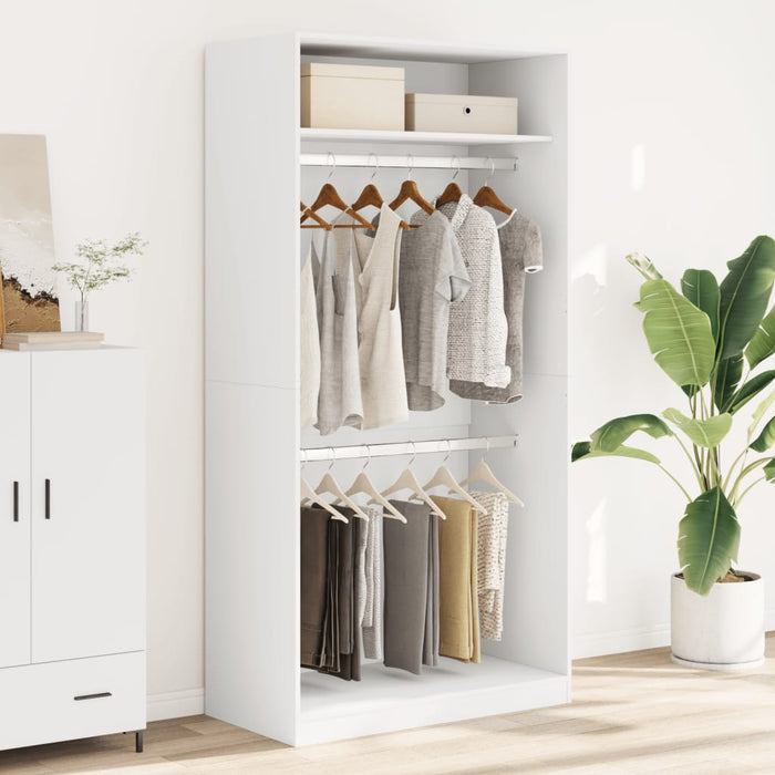 Wardrobe White 100X50X200 Cm Engineered Wood Ttbinbo