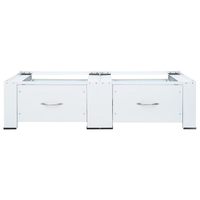 Double Washing Machine Pedestal With Drawers White Abbknlk