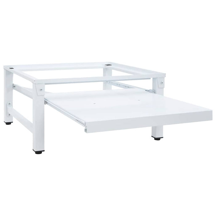 Washing Machine Pedestal With Pull-Out Shelf White Abbknit
