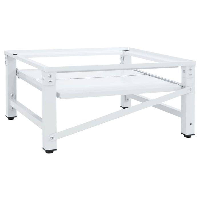 Washing Machine Pedestal With Pull-Out Shelf White Abbknit