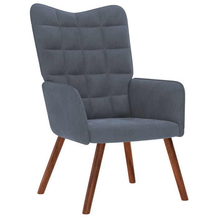 Relaxing Chair With Stool Dark Grey Velvet Abolnxx