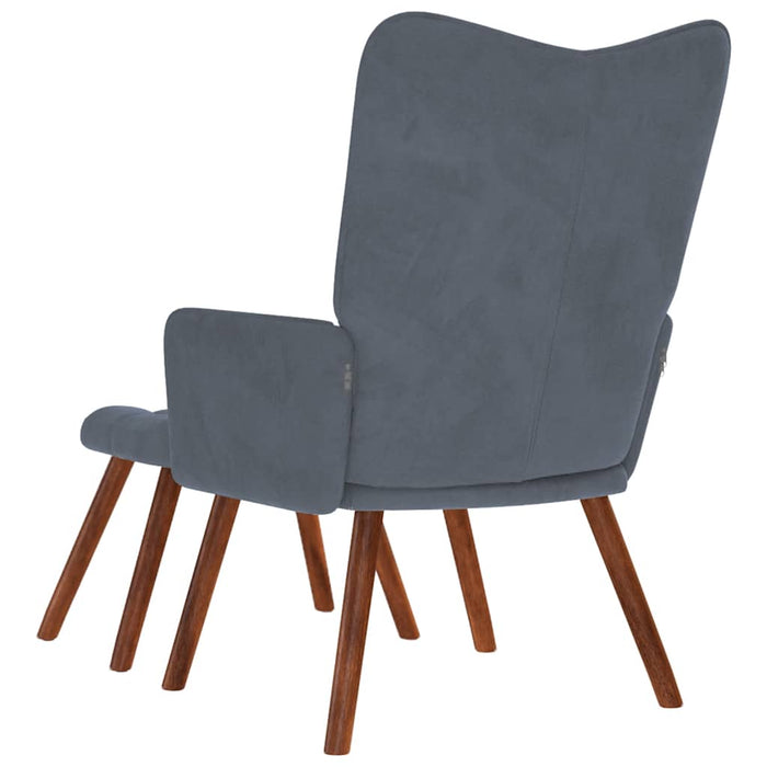 Relaxing Chair With Stool Dark Grey Velvet Abolnxx