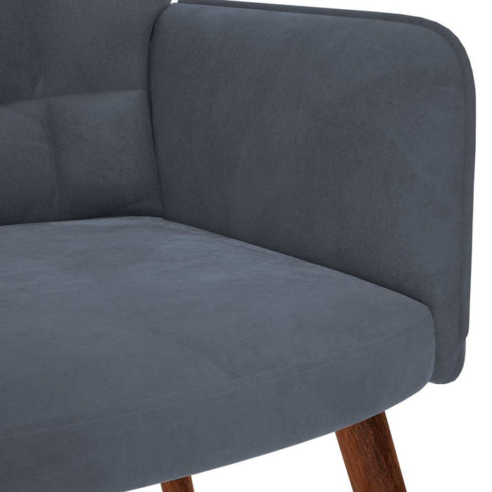 Relaxing Chair With Stool Dark Grey Velvet Abolnxx