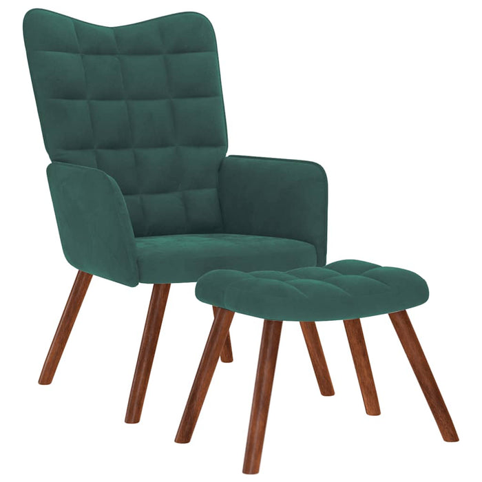 Relaxing Chair With Stool Dark Green Velvet Abolnxt