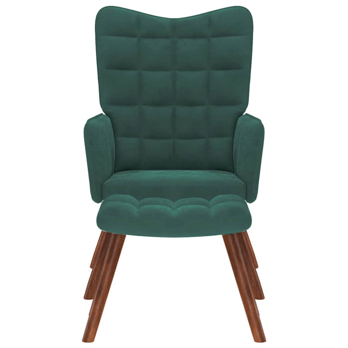 Relaxing Chair With Stool Dark Green Velvet Abolnxt