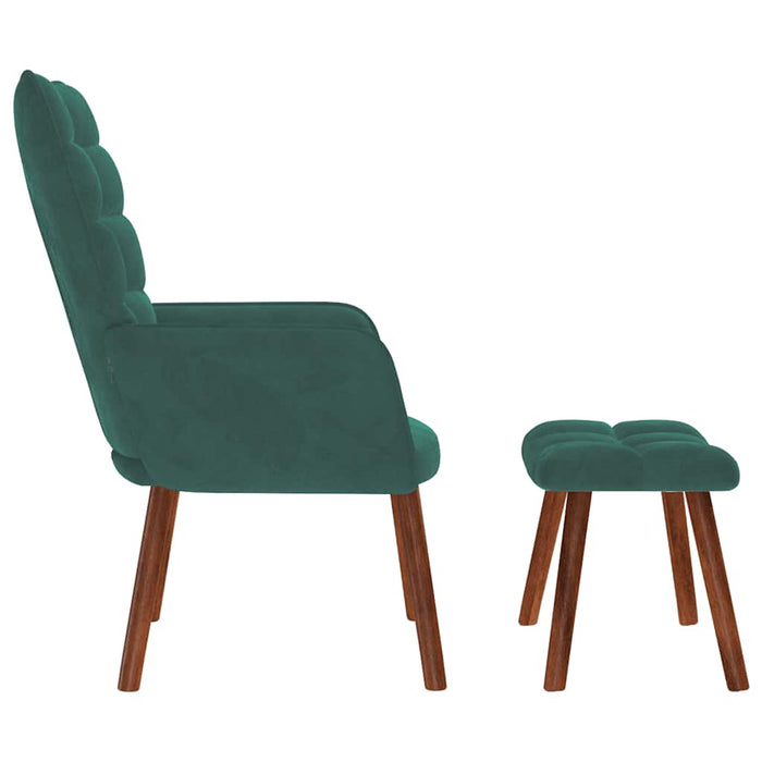 Relaxing Chair With Stool Dark Green Velvet Abolnxt