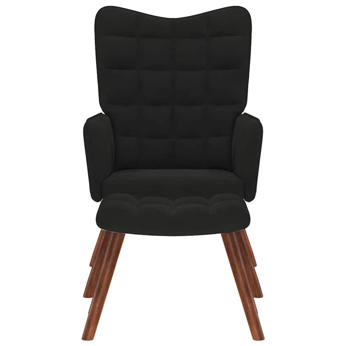 Relaxing Chair With Stool Black Velvet Abolnxi