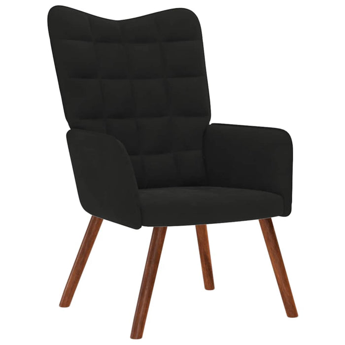 Relaxing Chair With Stool Black Velvet Abolnxi