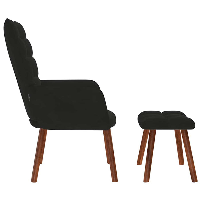 Relaxing Chair With Stool Black Velvet Abolnxi
