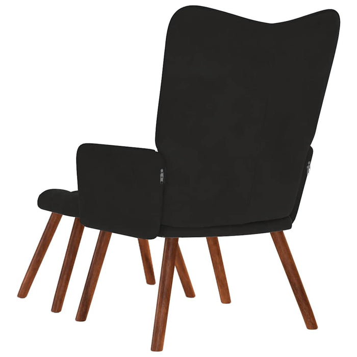 Relaxing Chair With Stool Black Velvet Abolnxi