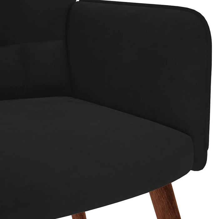 Relaxing Chair With Stool Black Velvet Abolnxi