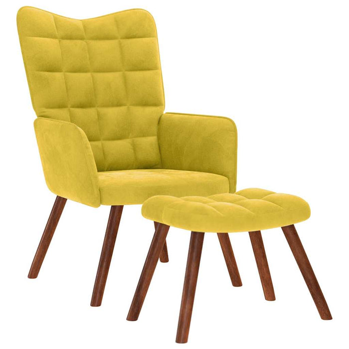Relaxing Chair With Stool Yellow Velvet Abolnxn