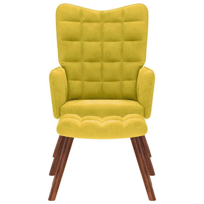 Relaxing Chair With Stool Yellow Velvet Abolnxn