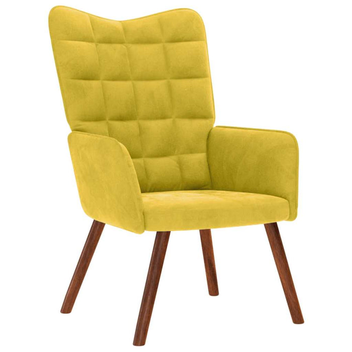 Relaxing Chair With Stool Yellow Velvet Abolnxn