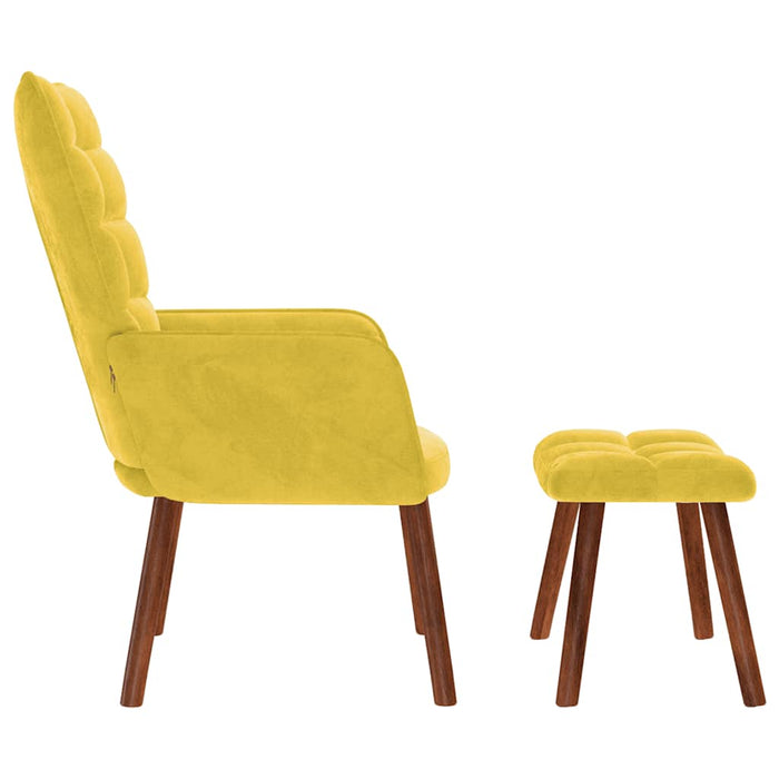 Relaxing Chair With Stool Yellow Velvet Abolnxn