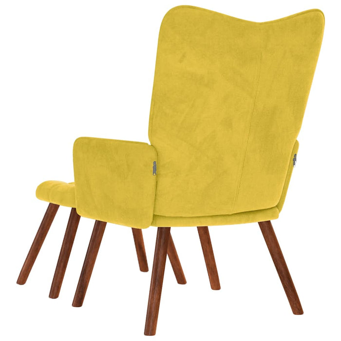 Relaxing Chair With Stool Yellow Velvet Abolnxn