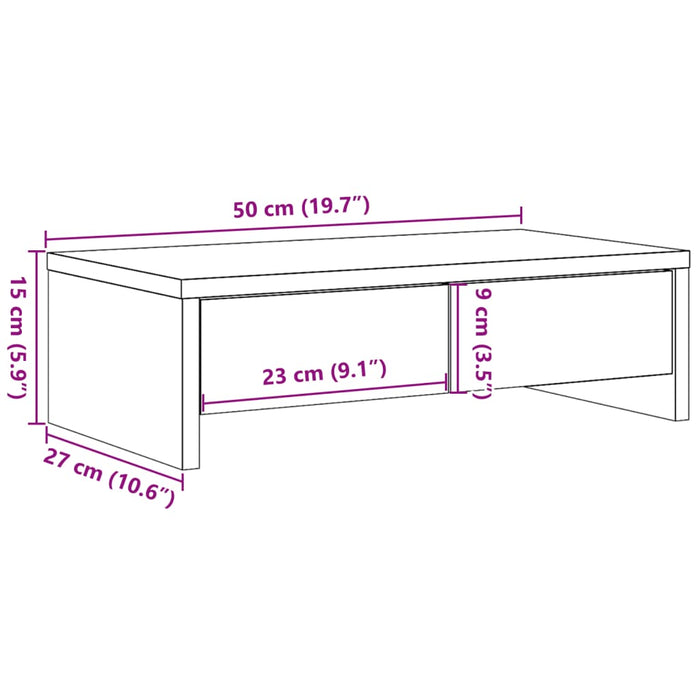 Monitor Stand With Drawers White 50X27X15 Cm Engineered Wood Npallo