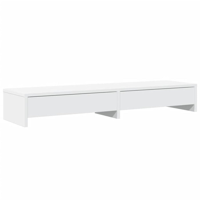 Monitor Stand With Drawers White 100X27X15 Cm Engineered Wood Npalib