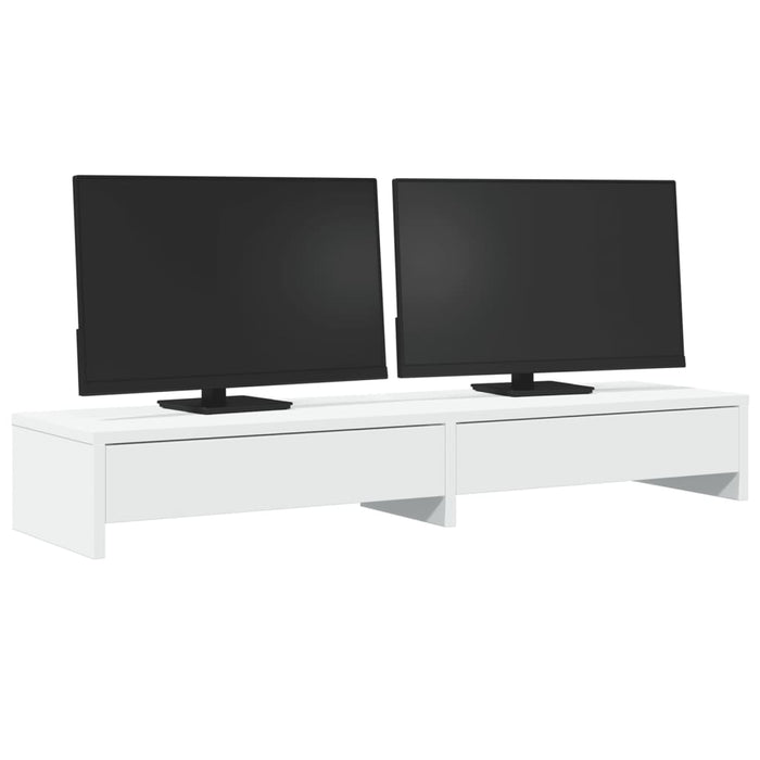 Monitor Stand With Drawers White 100X27X15 Cm Engineered Wood Npalib