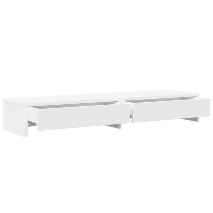 Monitor Stand With Drawers White 100X27X15 Cm Engineered Wood Npalib