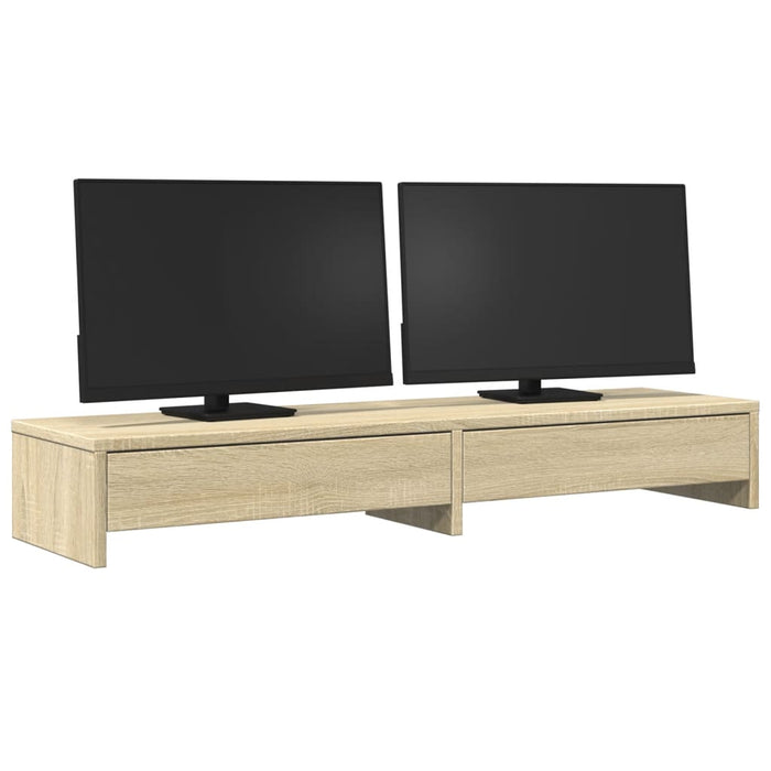 Monitor Stand With Drawers Sonoma Oak 100X27X15 Cm Engineered Wood Npalix
