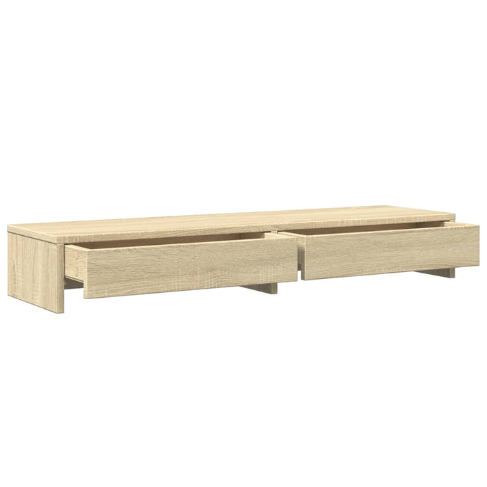 Monitor Stand With Drawers Sonoma Oak 100X27X15 Cm Engineered Wood Npalix