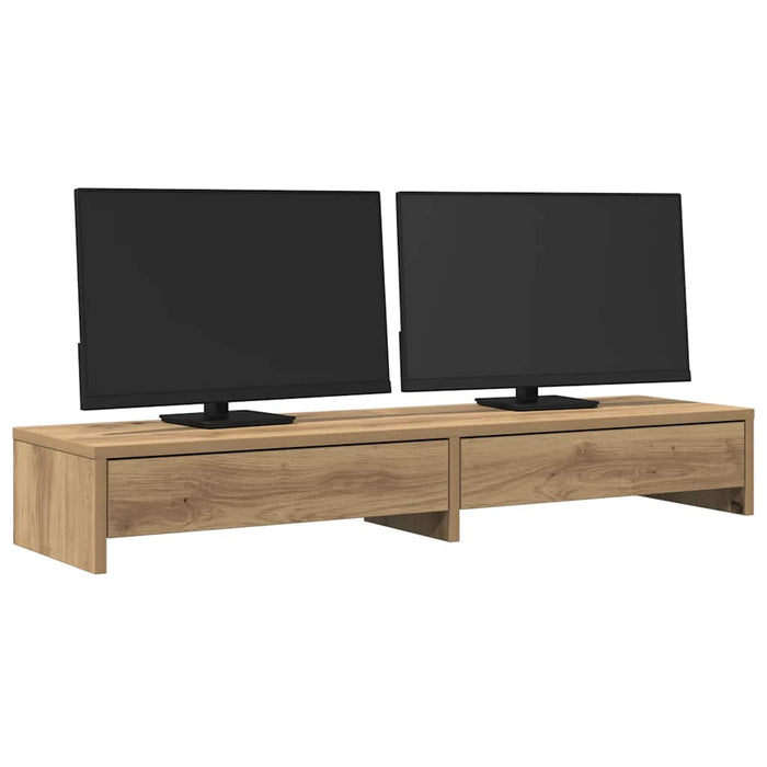 Monitor Stand With Drawers Artisian Oak 100X27X15 Cm Engineered Wood Npalin