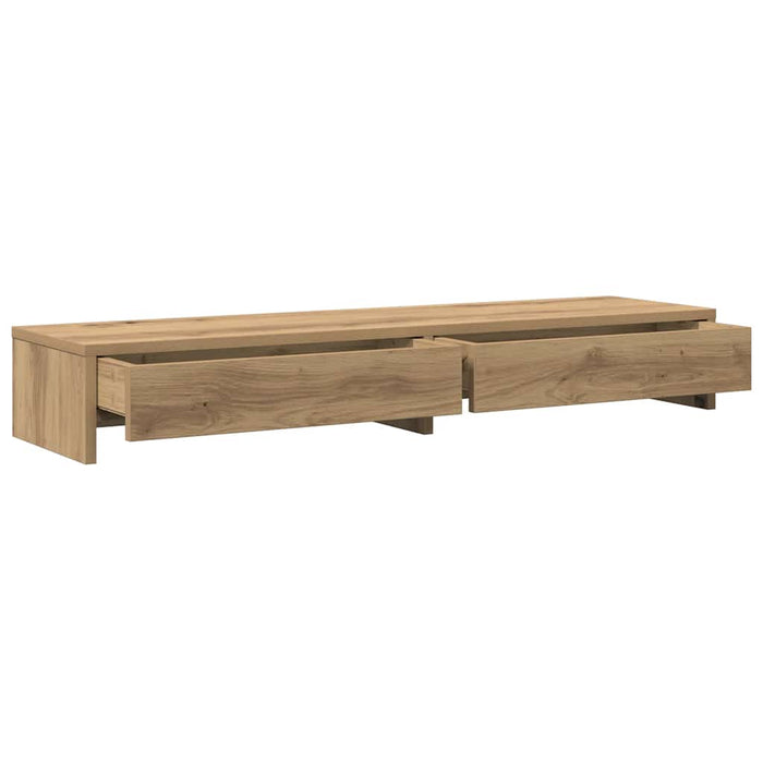 Monitor Stand With Drawers Artisian Oak 100X27X15 Cm Engineered Wood Npalin