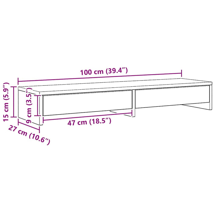 Monitor Stand With Drawers Artisian Oak 100X27X15 Cm Engineered Wood Npalin