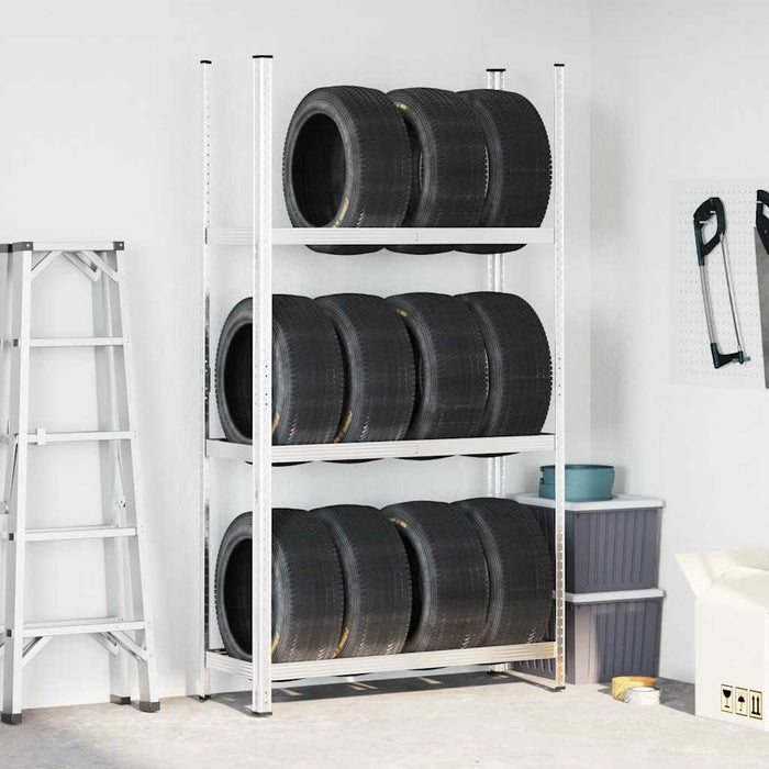 3-Layer Tyre Shelf Silver 110X40X200 Cm Steel Abolkib