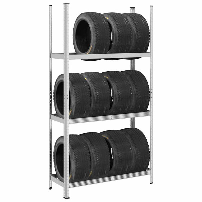 3-Layer Tyre Shelf Silver 110X40X200 Cm Steel Abolkib