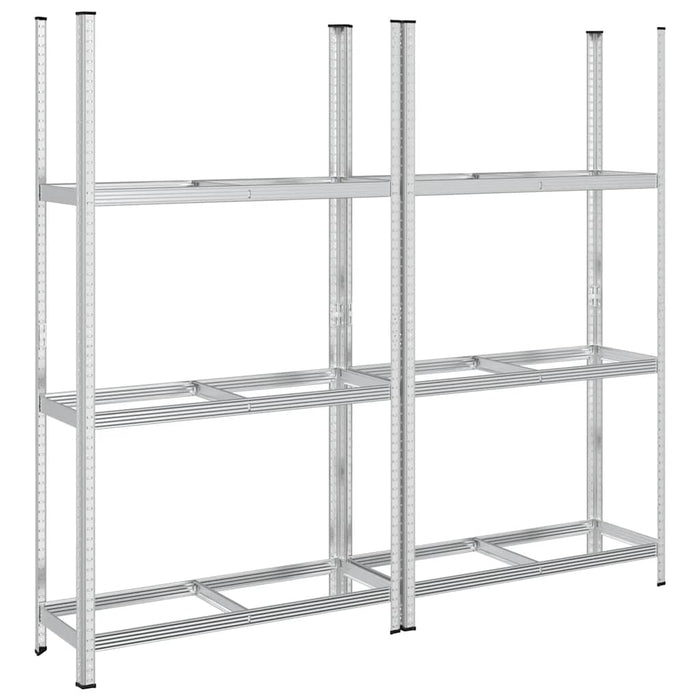 3-Layer Tyre Shelves 2 Pcs Silver 110X40X200 Cm Steel Abolkio